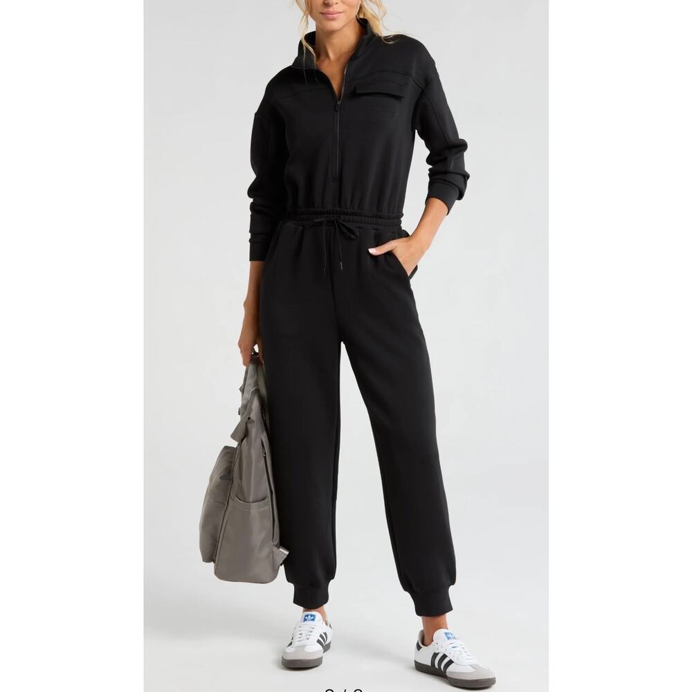 Zella Lift Off Black Long Sleeve Jumpsuit - Size Medium